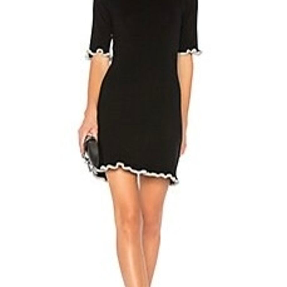 SEE BY CHLOE Women's Black Sweater Wool Ruffle Tie Back Mini Dress Size Medium